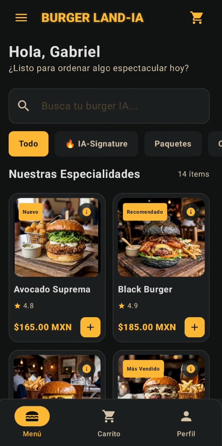 App Burger Land-IA — menú